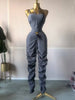Street Women's Set Strap Tunic Crop Tops and Stacked Ruched Pants Holiday Vacation Two 2 Piece Set Outfits