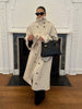 Women's Trench Coat Double Breasted Stand Collar Epaulet Lace Up Long Windbreaker Office Lady Autumn Winter Solid Slim Outerwear