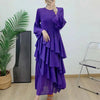 Spring Ruffles Pleated Dress Women Round Neck Flare Sleeves Loose Chic Long Length Female Party Clothes 2DA3391