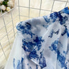 Court Style Long Dresses for Women Floral Print Flare Sleeve Stand Collar Female Elegant Vestidos Chiffon Maxi Dress