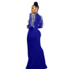 Women Mesh See Through Long Sleeve Diamonds Rhinestones Mermaid Long Dress Fall Evening Sexy Party Dresses Vestidos