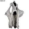 Women Gothic White Vintage Lace Dress Flare Sleeve Medieval Cardigan Cosplay Elegant Long Tail Outwear Victorian Ball Gown