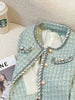 Coarse Tweed Small Fragrant Style Short Coat Women's Spring Autumn Round Neck Socialite Jacket Casual Top