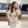 Women's Jacket Outerwear Scarf Collar Solid Long Sleeve Coat Loose Asymmetric Draped Jacket Elegant Casual Street Coat Ladies