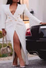 Elegant African Dresses for Women Spring Long Sleeve V-neck Office Lady Party Evening Maxi Dress Gowns Africa Clothing
