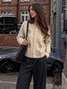 Chic Embroidery Pink Lace Up Woman Short Coat Casual Long Sleeves V Neck Jacket Autumn Lady Commuter Street Outerwear