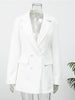 Chic White Waist Cinching Dress Women Full Sleeve Deep V-neck Double Breasted Mini Vestidos Lady High Street Robe