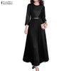Womens Elegant Satin Silk Party Dresses O-Neck 3/4 Sleeve A-Line Long Pleated Dress Solid Color Guest Evening Robe Femme
