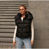 Two Wear Women's Winter Jacket Detachable Sleeve Padded Coat Stand Collar Hooded Puffer Coat Short Padded Coat Padded Vest