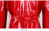Spring Autumn Long Waterproof Shiny Reflective Black Patent Leather Cocoon Coat Women Sashes Designer Clothes