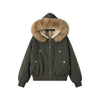 American Hip Hop Faux Fur Collar Winter Jacket Women Y2K Down Cotton Hooded Jacket Loose Vintage Motorcycle Cotton-Padded Coat