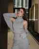 Knitwear 2 Piece-Set Female Vest Ribbed Turtleneck And Casual Patchwork Cover up Outfits Women's Knit Pullover Top