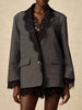 Chic Solid Spliced Lace Edge Blazers for Women Notched Collar Long Sleeve Temperament Designer Coats Female Clothes Style