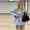 Drawstring Waist Button Women Cargo Jacket Long Sleeve Pockets Spring Casual Female Coat Street Commute Lady Outwear Tops
