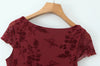 Women Sweet Flower Flocking Chic Bow Mini Dress Vintage Square Collar Sexy Slim Hip Wrap Dresses
