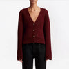 Women's Knitted Cardigan Solid Full Sleeve V Neck Ribbed Autumn Coat Commute Female Knitwear Cardigan Tops