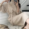 High end Knitted Dress Women's Autumn Winter Stretch Sweaters Long Dress Female Retro Chic buttons stylish Turtleneck Base dress