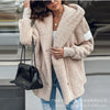 Lamb Leather Jacket Coat Women Long Sleeve Fleece Coats Outwear Buttoned Pocket Design Hooded Keep Warm Teddy Coat