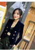 Small Suit Short Coat for Women Autumn and Winter Velvet Slim Fit All-Matching Double-Breasted Long Sleeve Solid Color Suit