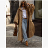 Women's Brown Stand Up Collar Long Long Trench Coat Lantern Sleeve Side Slit Loose Windbreaker Spring Autumn Coat
