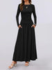 Autumn Women Long Sleeve Maxi Dress Comfortable Fit Ruched Detail Multi Color for Casual Everyday Wear