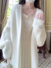 White Gentle Mink Fur Sweater Knitted Cardigan Women's Autumn Winter Loose Versatile mid to long Lazy Milk fufu Jacket