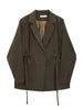 Belt Spliced Design Blazer Women Vintage Notched Collar Single Button Coat Spring Clothing 2AA4613