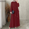 Modest Layered Plisse Patchwork Muslim Maxi Dress, Women's Lantern Sleeve Elegant Abaya, Islamic Hijab Pleated Robe Femme