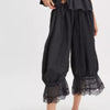 Women's Y2K Loose Fit Bloomers Cropped Pants Drawstring High Waist Floral Lace Patchwork Calf-Length Lantern Trousers