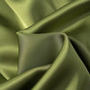 Olive Green Satin Maxi Dress Women Elegant Shawl Design Lace Trim Asymmetrical Hem Ruched Bodycon Formal Dinner Gown