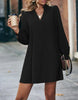 Office Lady Shirt Style Dresses Women's V-neck Long Sleeved Mini Dress Spring Autumn Solid Color Work Clothes