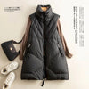 Waistcoats for Women Stand Collar Vests Casual Cotton Added Cardigans Korean Style Loose Mid Length Quilted Jacket Women Tops