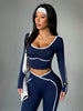 Women's Fall/Winter Round Neck Long Sleeve Yoga Top Outdoor Sports Fitness Yoga Pants