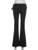 Double-Breasted Decoration Pants Women Metal Ring Tassel Elastic Waist Autumn Street Daily Hottie Bell-Bottom