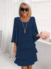 Women's Cake Skirt 3/4 Bell Sleeve Crewneck Tiered Layered Flowy Dress Party Wedding Outfits