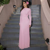 Elegant Pink Irregular Pleated Maxi Dress Women O-Neck Long Sleeve Ruched Slim Long Dress Wedding Guest Evening Party Robes