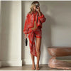 Lightweight Floral Print Oversized Coat & Square Scarf Skirt & Long Pants For Women Lady Holiday Streetwear Outfits