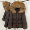 Real Fox Fur Down Coat Female Autumn Winter Warm Hooded Real Fur Duck Down Jacket Long Sleeves Outerwear Women Puffer Jacket