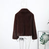 Retro Faux Fur Women Coat Urban Thicken Lapel Long Sleeve Single Breasted Female Outwear Autumn Winter Chic Lady Jacket
