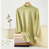 Women's Cashmere Silk Thermal Underwear Thermal Tops Warm Pants Thickened Solid Color Half Turtleneck Long Sleeve Winter Clothes