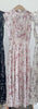 Kuzuwata Fresh Mid-length Print High Waist Robe Gentle Literary Lace Up Pleated Slim Mujer Japan Elegant Dress