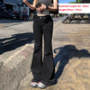 Low Waist Boot Cut Jeans For Women Stretch Denim Flared Pants Black Casual Female Bell Bottom Trousers