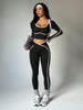Women's Fall/Winter Round Neck Long Sleeve Yoga Top Outdoor Sports Fitness Yoga Pants