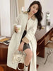 Contrasting Color Windbreaker For Women Lapel Long Sleeves Single Breasted Mid Length Trench Coat Spring 2DA8980