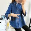 Denim Cape Coat Female Jacket Double Breasted Jackets Women Office Lady Windbreaker Denim Basic Coats Autumn Overcoat