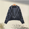 Tassels Patchwork Cardigans Women Sweater Knitted Printed Long Sleeve V-neck Colorful Thicken Sweaters Autumn Coat