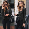Autumn and Winter Women's Large Size Leather Jacket Solid Color Slim Street Elegant Versatile Top PU Suit Jacket