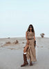 2 Pieces Set Women's Jacquard Knit Hooded Dress+Oversleeves Sets Desert Holiday Travel Wear Sand Dune Wasteland Style Dresses