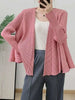 Versatile Pleated Jacket For Women Spring Long Sleeves Solid Color Cardigan Female Casual Coats 2DB1618