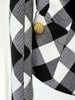 High Street Designer Jacket Women's Large Metal Buckle Black And White Checkered Slim Blazer